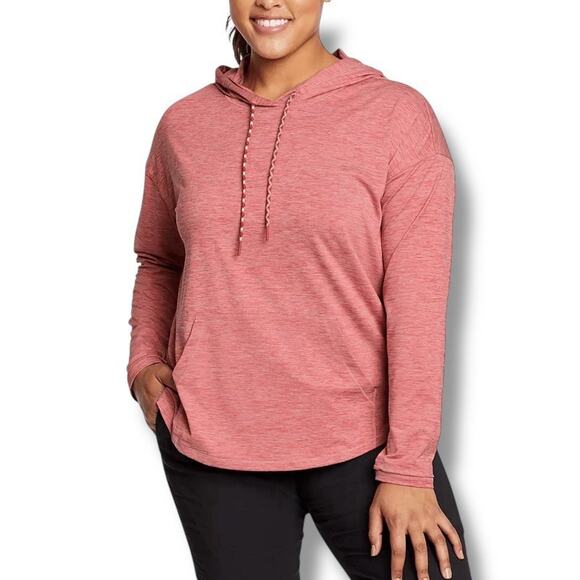Eddie Bauer Women’s Size 2XL Tall Pink Heather Resolution Stretch Hoodie - Picture 1 of 6